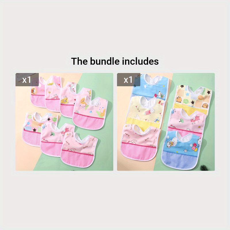 Set of 3 Waterproof Baby Bibs with Cartoon Designs for Feeding and Drooling