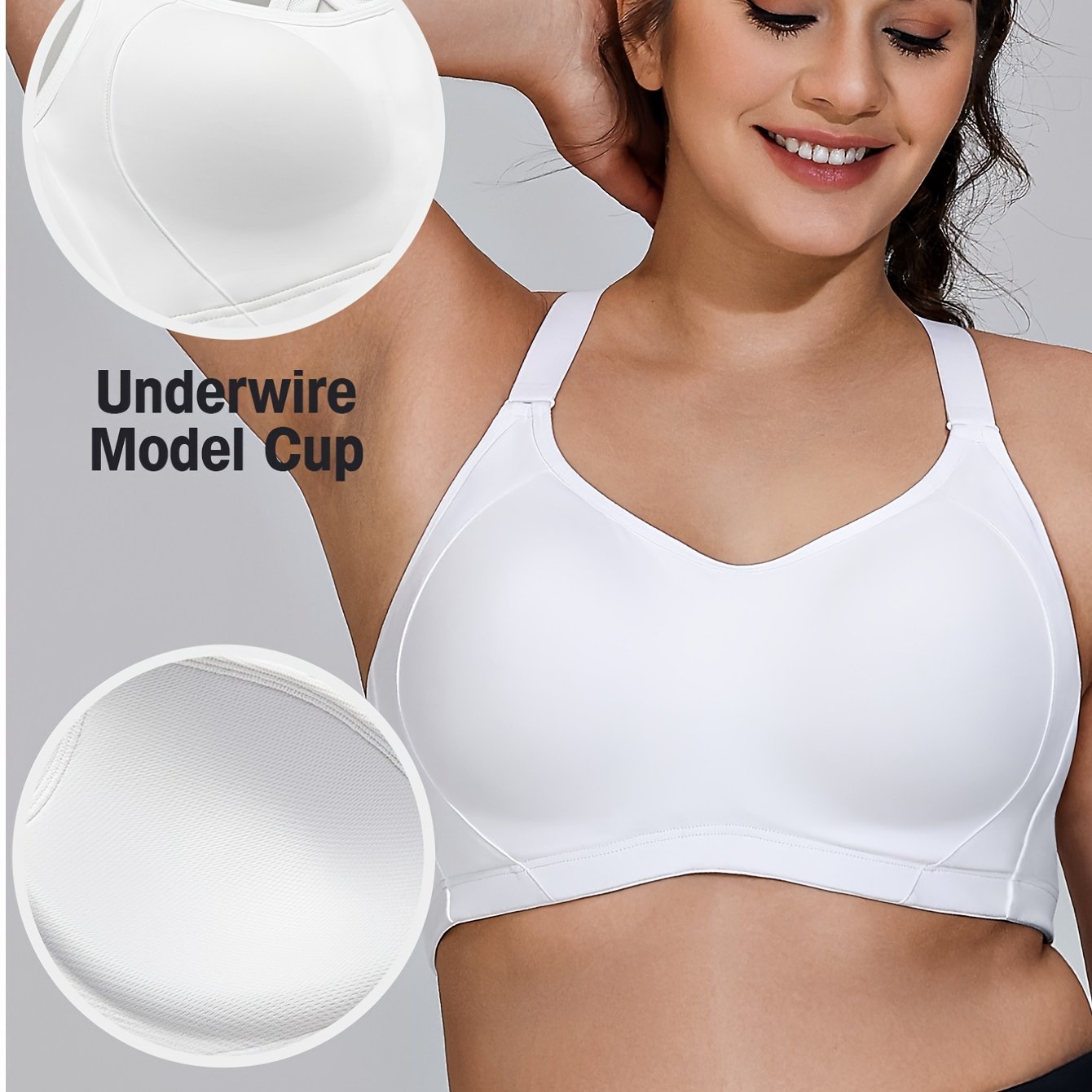 Women's Plus Size High Support Sports Bra Adjustable Cross-Back Breathable Running Fitness