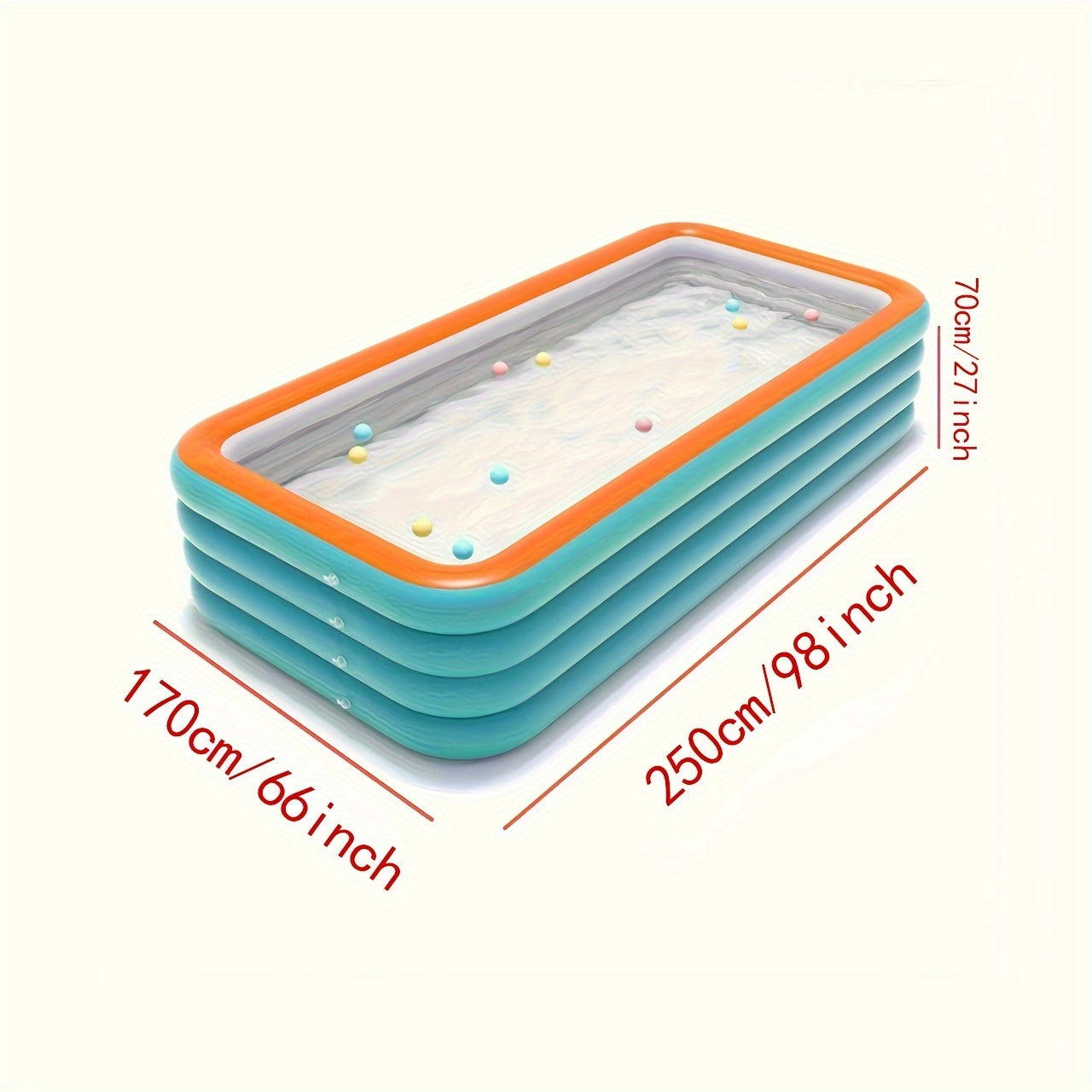 Piscina inflable grande para familias con 4 aros, resistente y duradera de PVC para exteriores