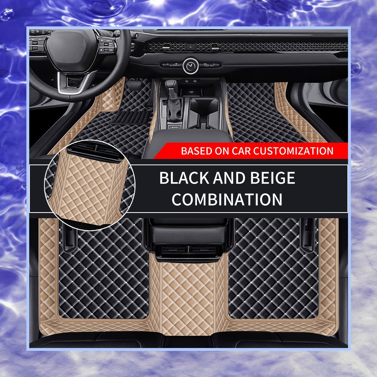 Avtomobil polikarbonat matlari to'plami sun'iy charm, barcha mavsumlar uchun, sirpanmaydigan, oson tozalash, chidamli