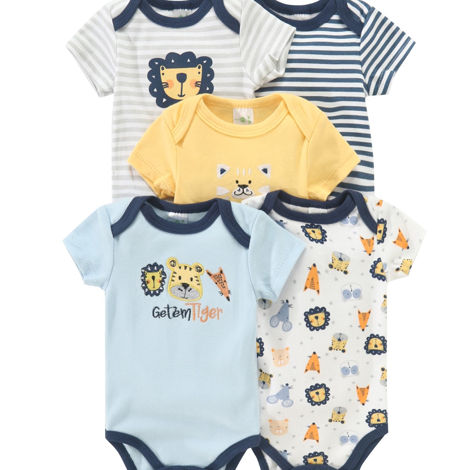 5 Pack Newborn Baby Boy Bodysuits Cotton Cartoon Graphic Spring Fall Outdoor Wear