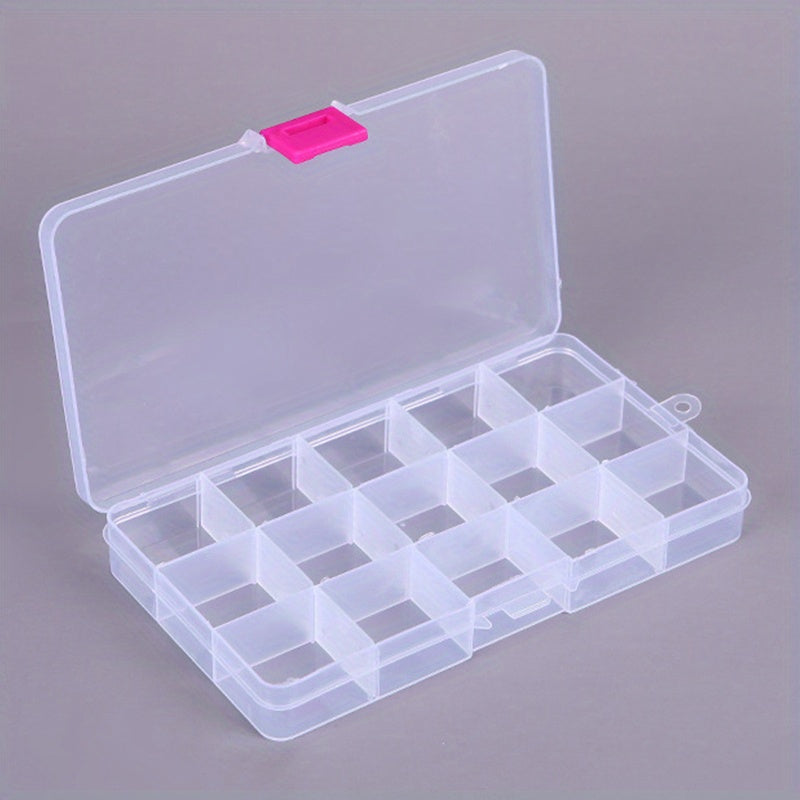 Caja de almacenamiento transparente con 15 compartimentos para joyas y objetos pequeños