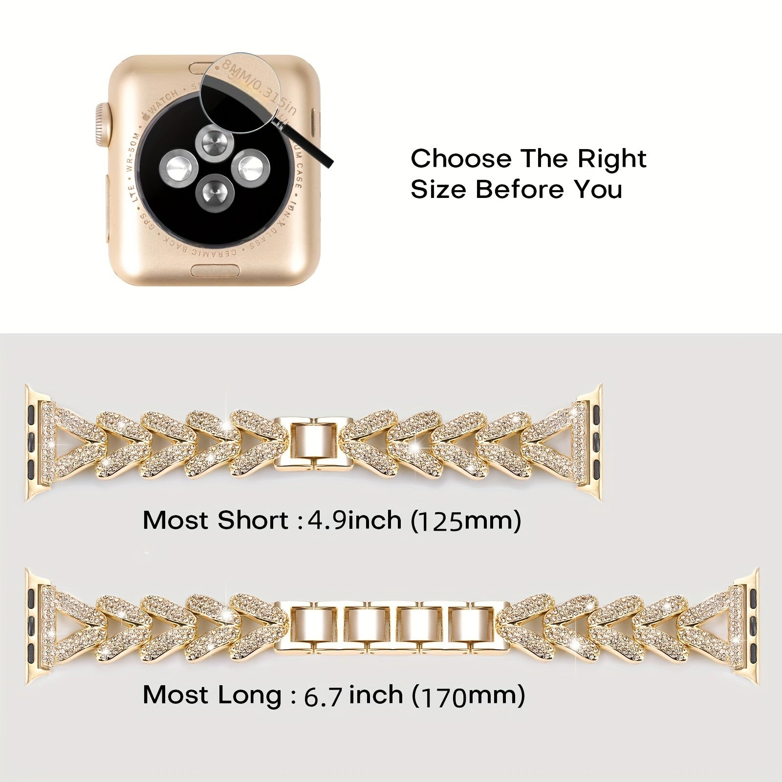 Women's Metal Floral Rhinestone Watch Bands for 38mm to 49mm Smartwatches