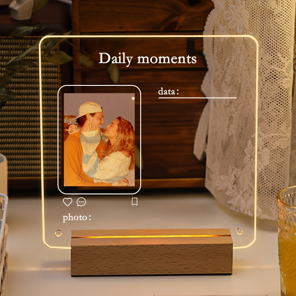 Индивидуальная светодиодная фоторамка в виде сердца из акрила для дней рождения, Дня святого Валентина, Рождества