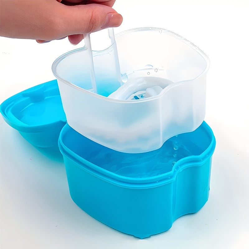 Plastic Dental Care Cleaning Box with Filter Net for Dentures and Retainers