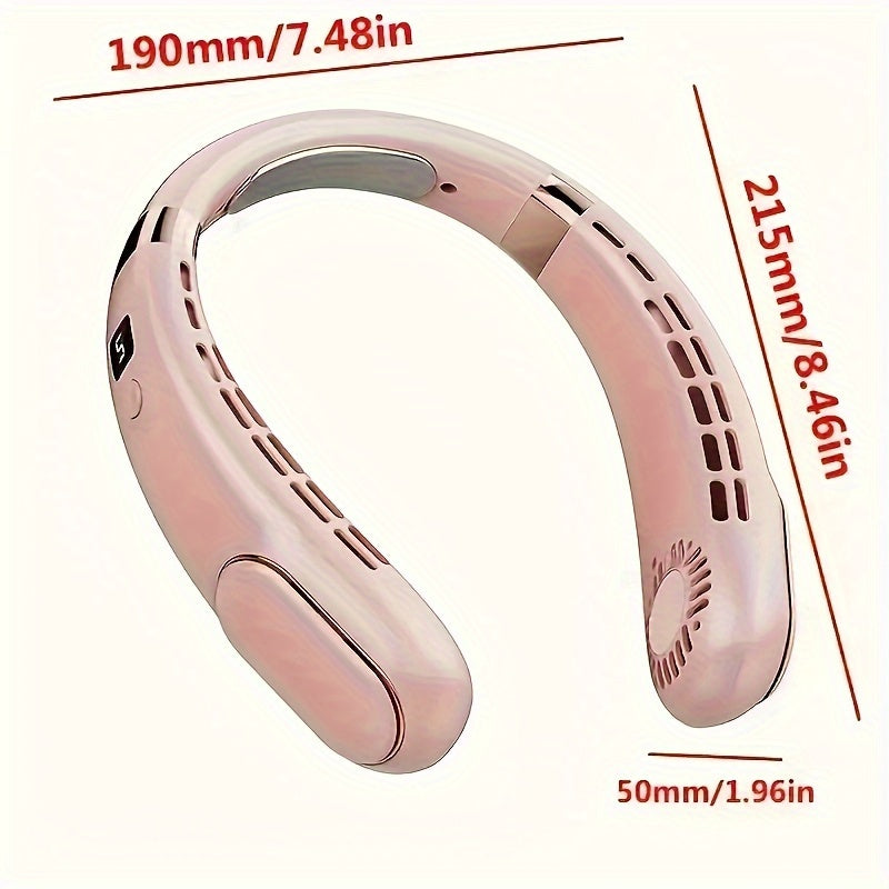 Portable Neck Fan with LED Display, 5-Speed, Rechargeable, Wearable