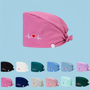 Women's Embroidered Heart Pattern Beanie Cap Made of 100% Polyester Breathable Inelastic Dust-Proof Adjustable Elastic Band