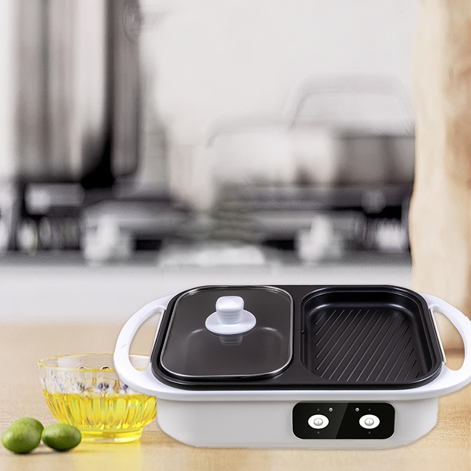 Aluminum alloy shabu-shabu pot with non-stick coating and double-layer tray