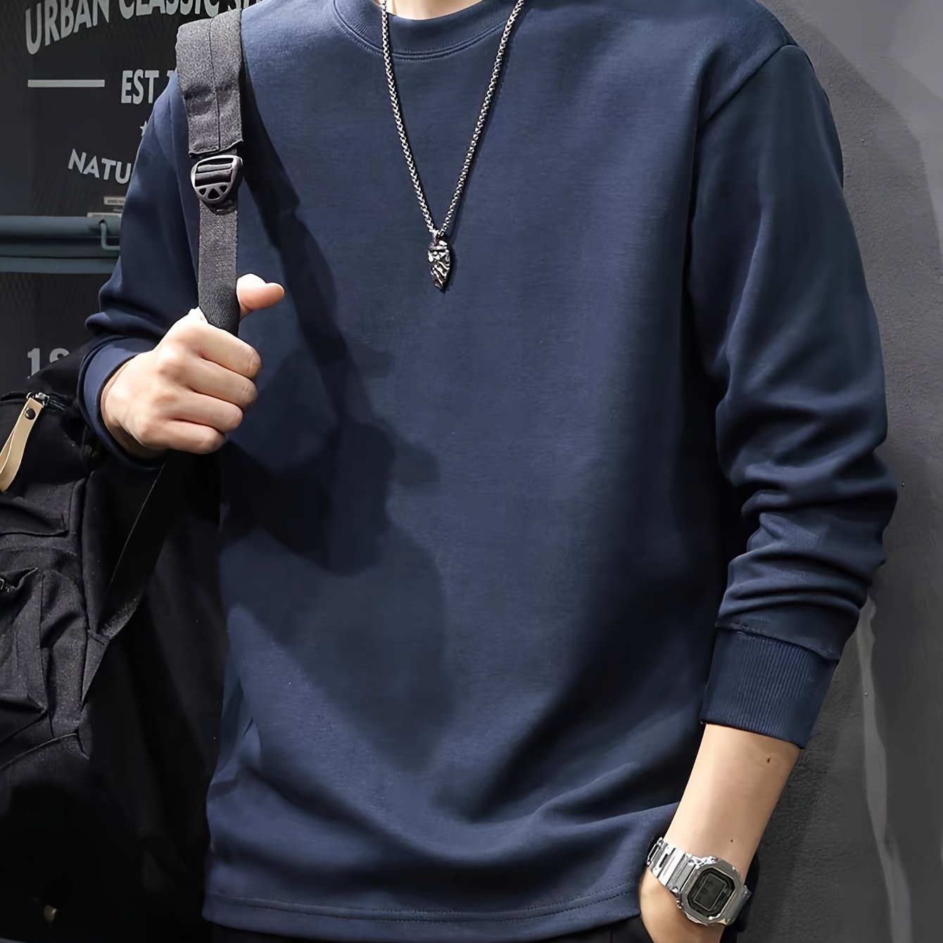 Мужская хлопковая футболка с длинным рукавом, свободный стиль, для весны и осени