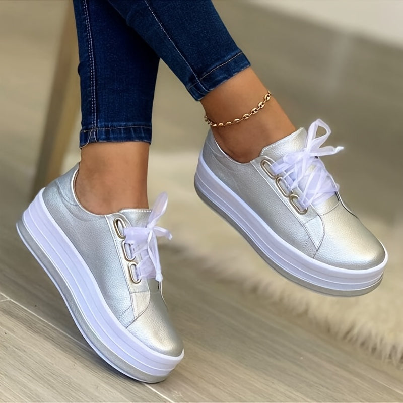 Women's Casual Sneakers Solid Color Lightweight Walking Shoes