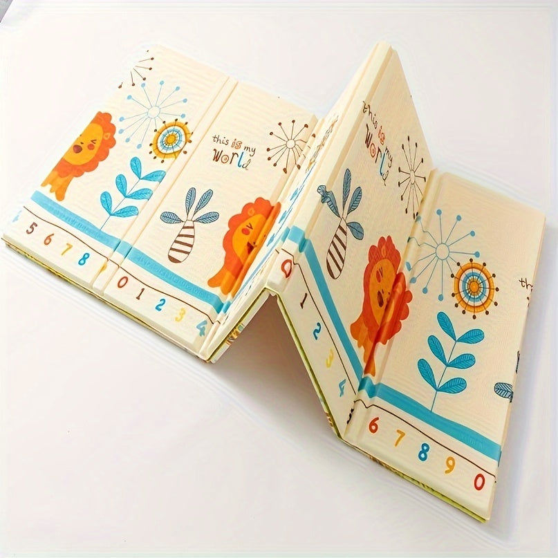 Large Reversible Baby Playmat with Animal and Nature Design Non-Toxic Easy to Clean for Ages 0-3