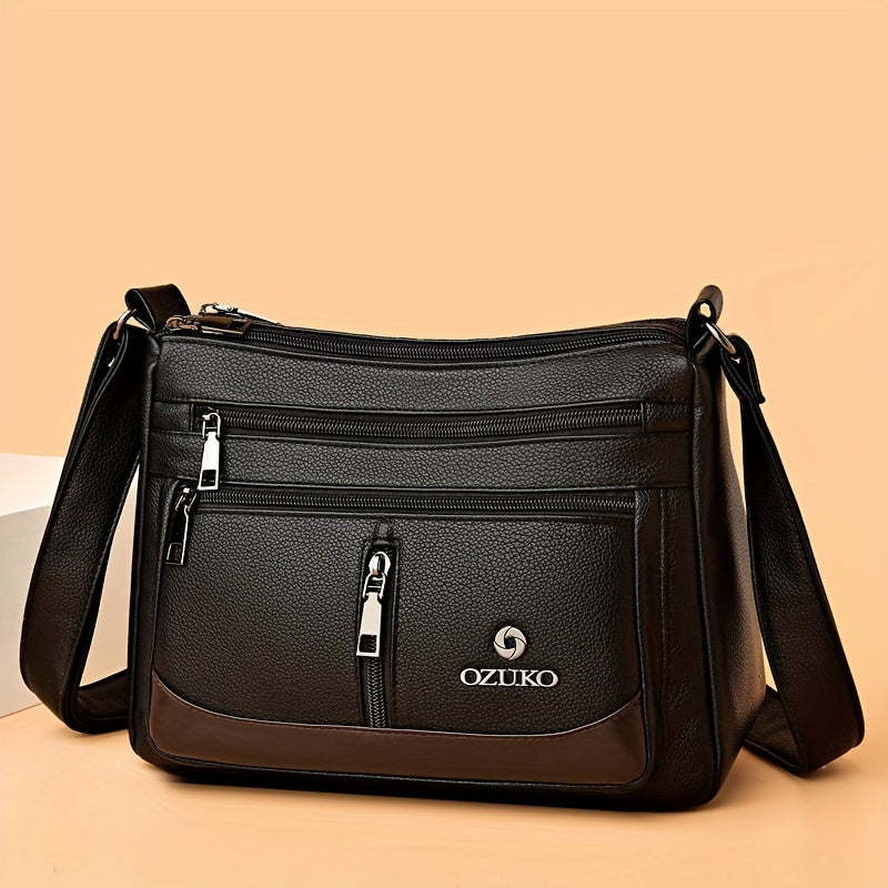 Bolso bandolera de lentejuelas negras para mujer con correa ajustable y diseño plegable