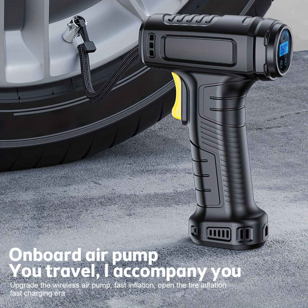 Portable Air Compressor Handheld Tire Inflator Digital Gauge LED Light Car Motorcycle Bike Ball