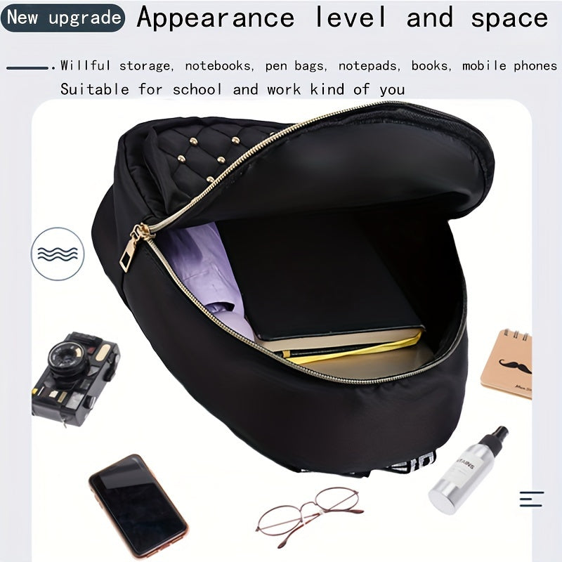 Стильный нейлоновый рюкзак с украшениями из страз, легкий, с кисточкой, регулируемыми ремнями и полиэстеровой подкладкой. Подходит для ежедневных поездок или модных путешествий для женщин 15.