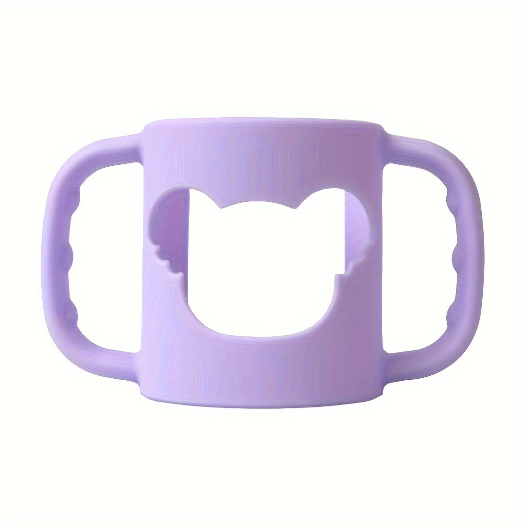 Asa de biberón para bebé de silicona con patrón de dibujos animados y funda suave para un agarre fácil