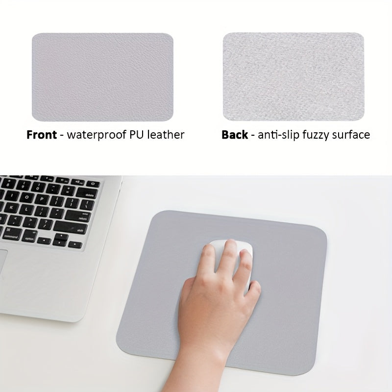 Faux Leather Mouse Pad Waterproof Scratch-Resistant 18x20cm for Office Gaming