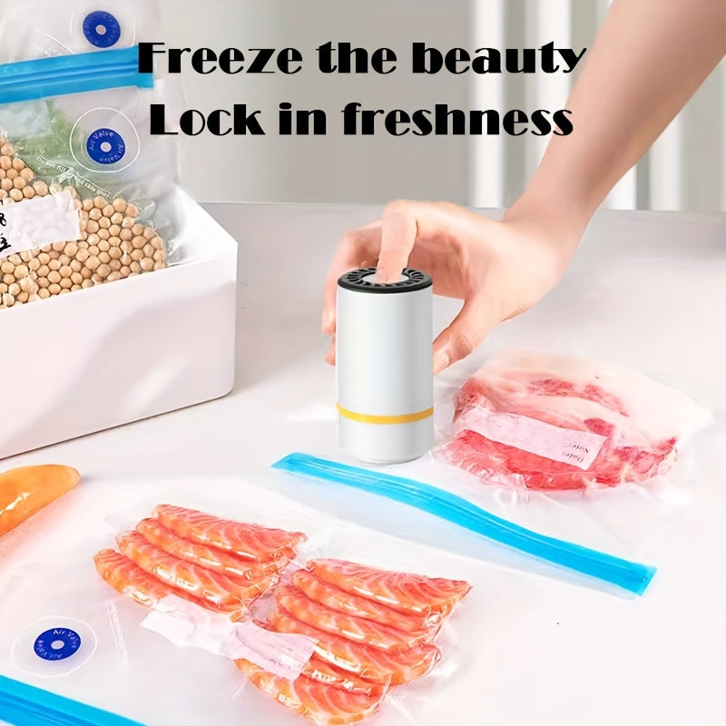 Portable Electric Vacuum Sealer 3-in-1 Handheld Food Preservation and Inflation Kit with Rechargeable Battery and Zipper Bags