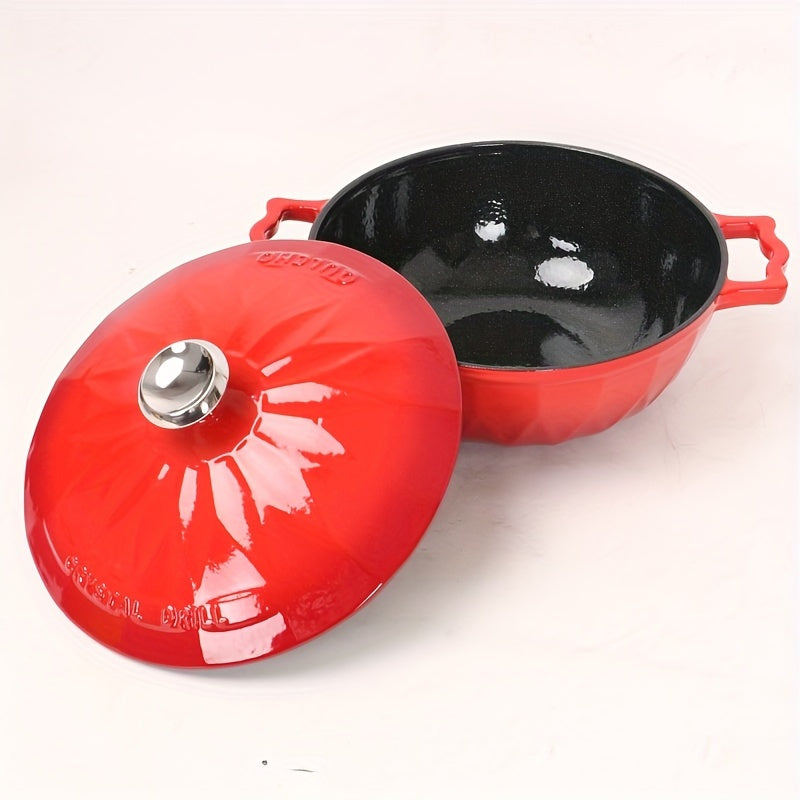 Enamel-Coated Cast Iron Stew Pan with Cover for Rice Soup and Dishes