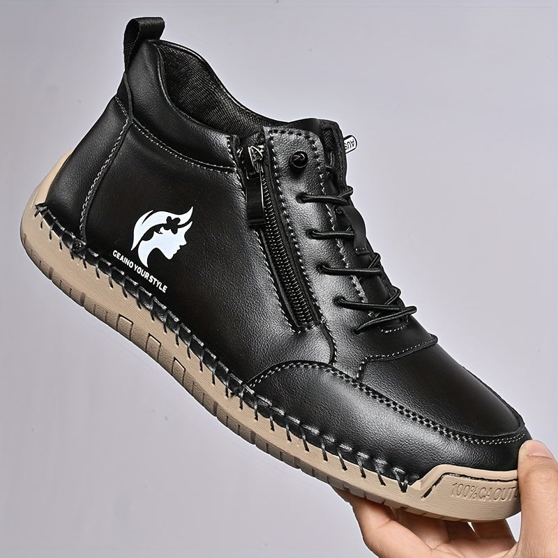 Women Retro Chunky Sneakers Yellow Casual Shoes with Side Zipper