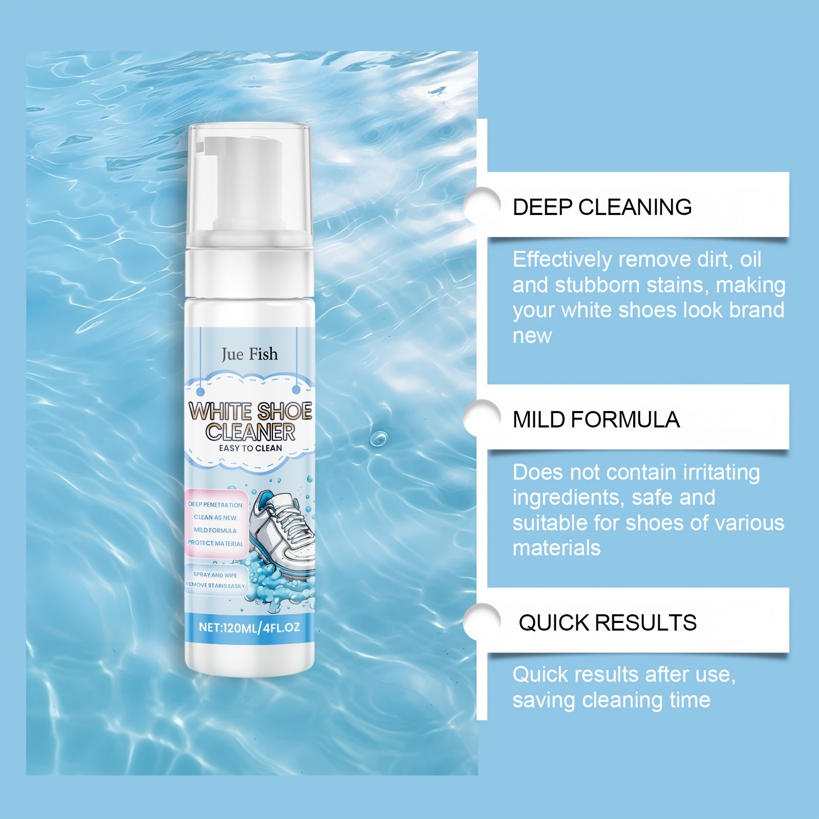 White Shoe Cleaner Foam for PU Leather Canvas and Athletic Shoes