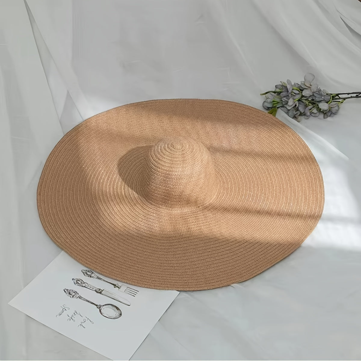 Foldable Black Straw Sun Hat with Wide Brim UV Protection for Beach Travel