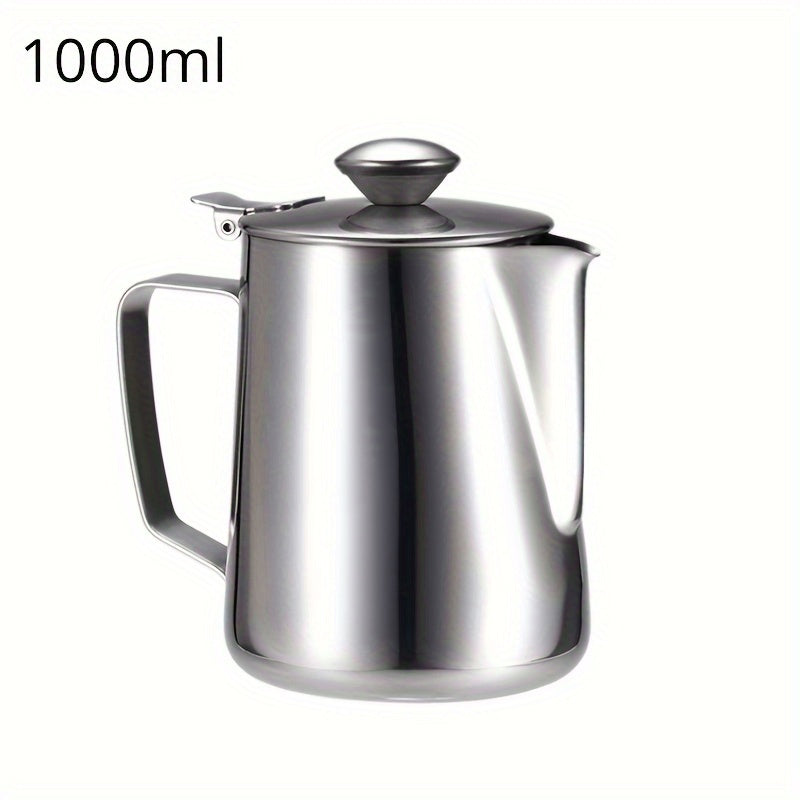 Stainless Steel Milk Frothing Pitcher with Lid for Espresso, Lattes, Cappuccinos
