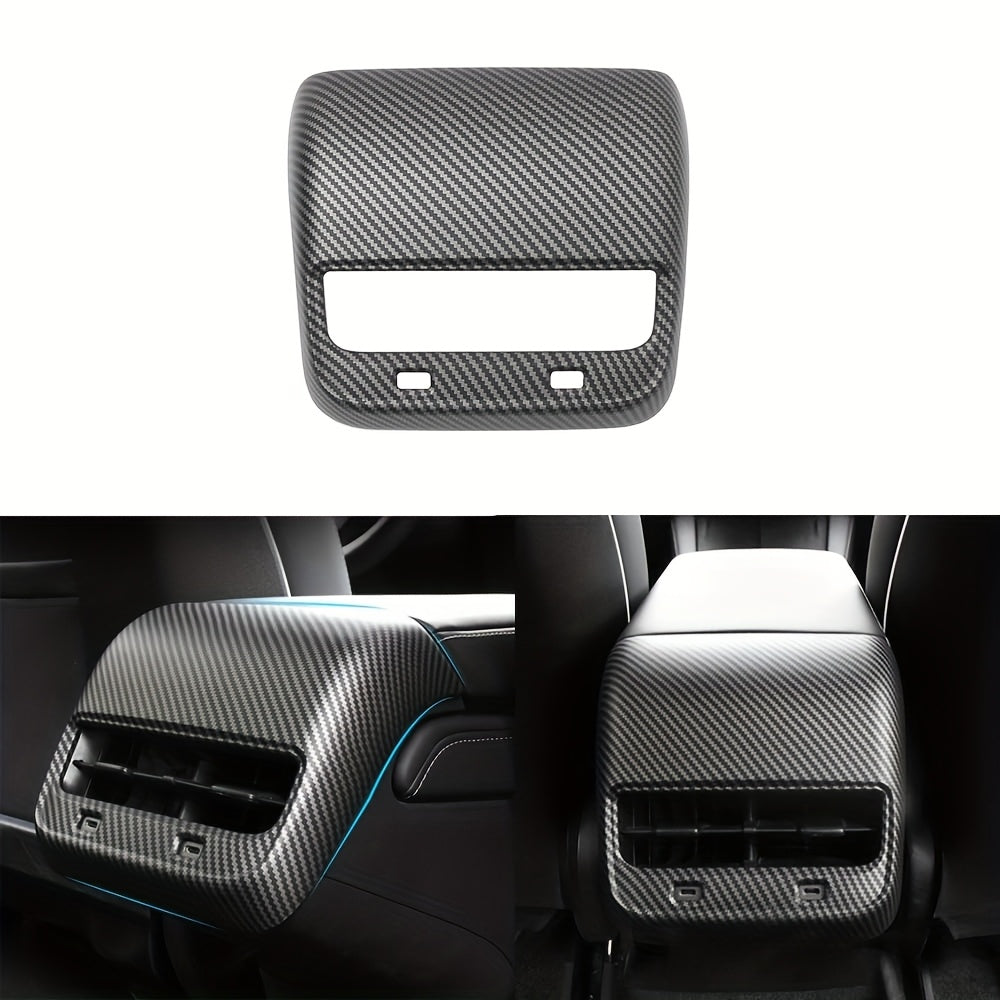 Rear Carbon Fiber Finish AC Vents Trim for Tesla Model 3 Y Auto Decor