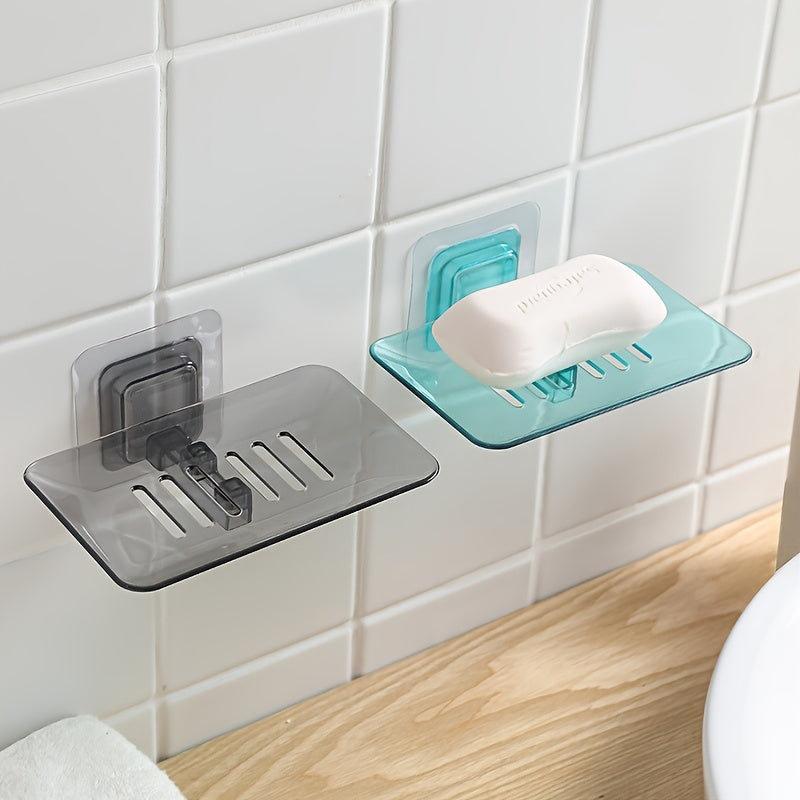 Wall-Mounted Soap Dish with Drainage Adhesive Bathroom Organizer