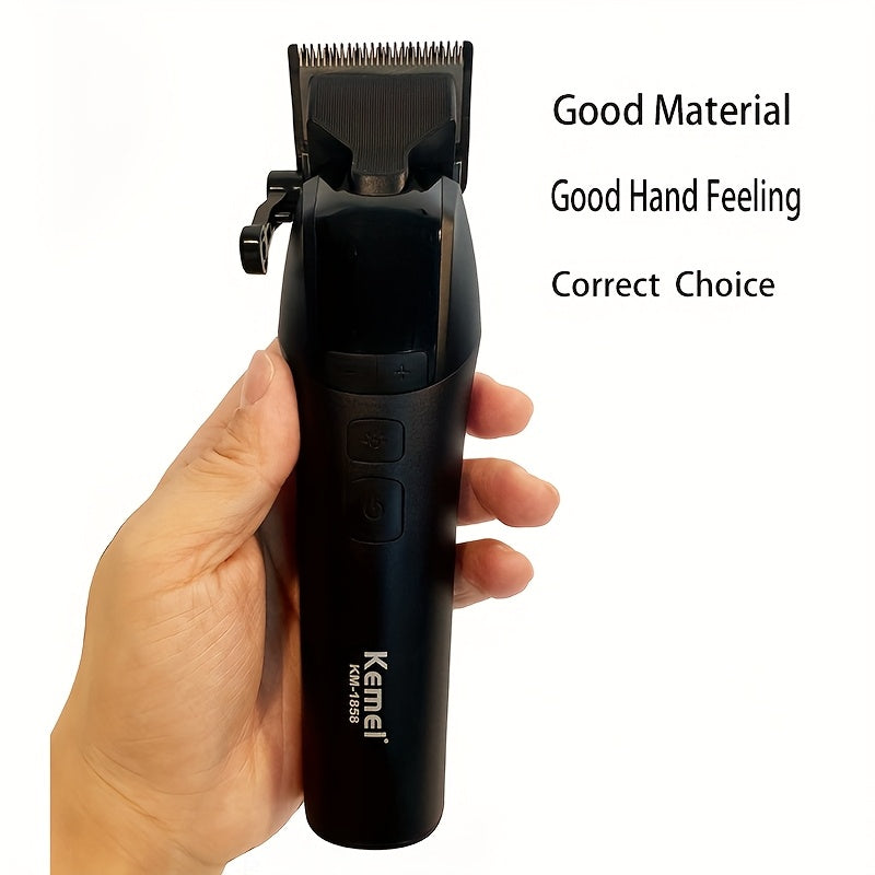 Kemei KM-1858 Professional Hair Clipper DLC Blade bilan - Katta quvvat, yuqori tezlik, USB bilan quvvatlanadigan, ko'p uslubdagi taroq qo'shimchalari, erkaklar uchun ideal sovg'a