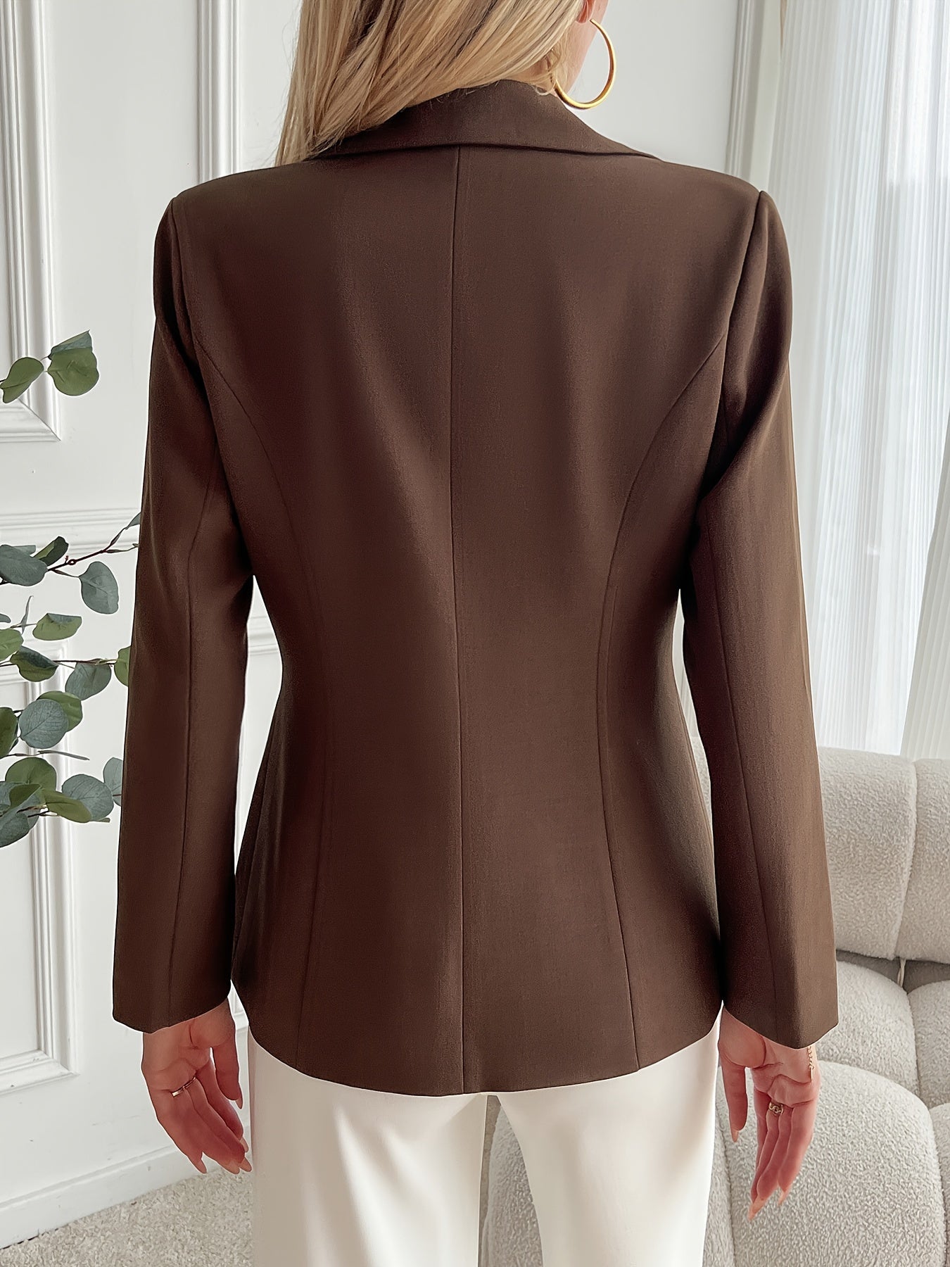 Women's 2024 Solid Color Long Sleeve Blazer with Button Details