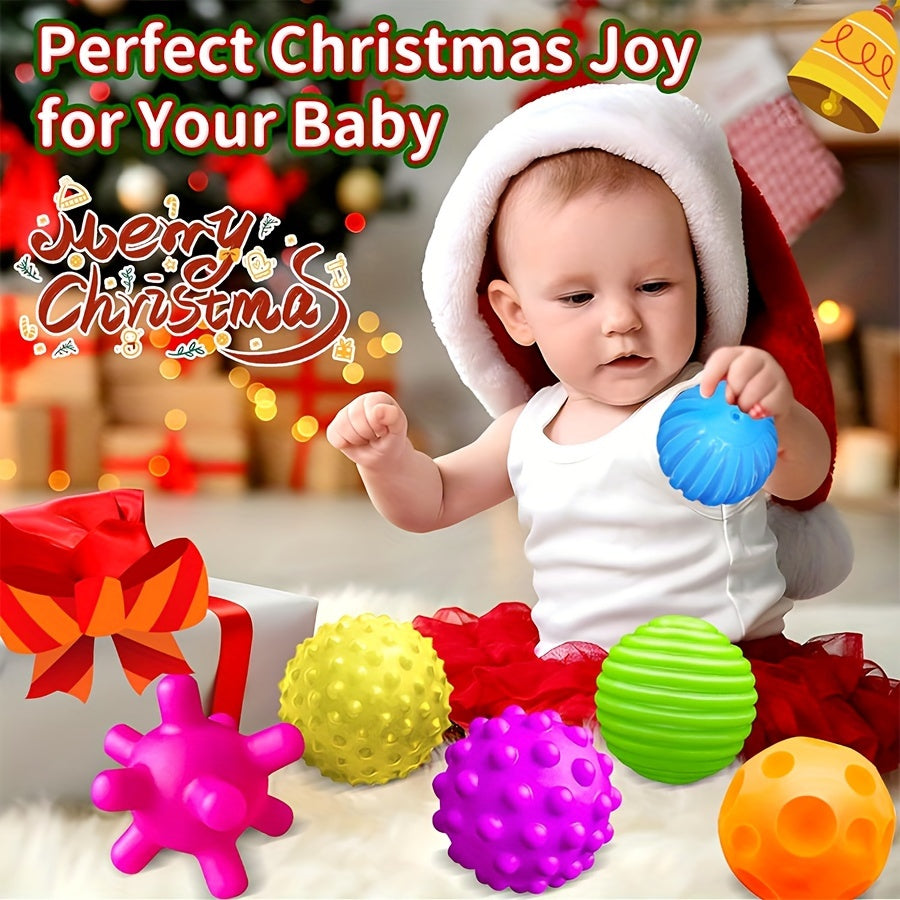 6-12 oyli bolalar uchun interaktiv sezgi o'yinchoqlari: 6 dona tuzilgan to'p to'plami. Olingan va o'rganish uchun rang-barang to'p.