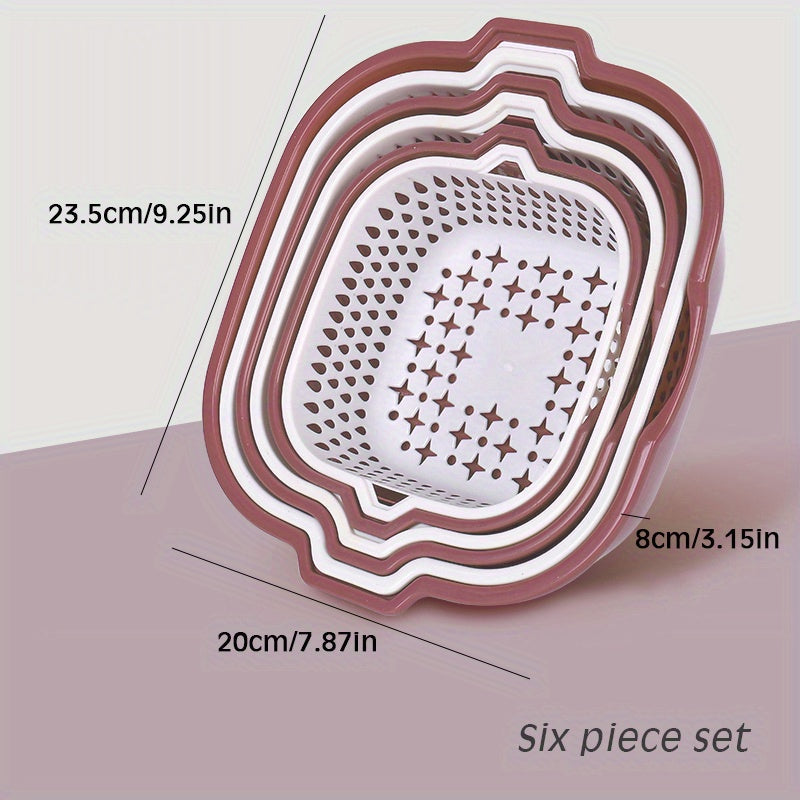 Juego de 6 cuencos de doble capa para lavar verduras con cestas de drenaje para cocina y baño