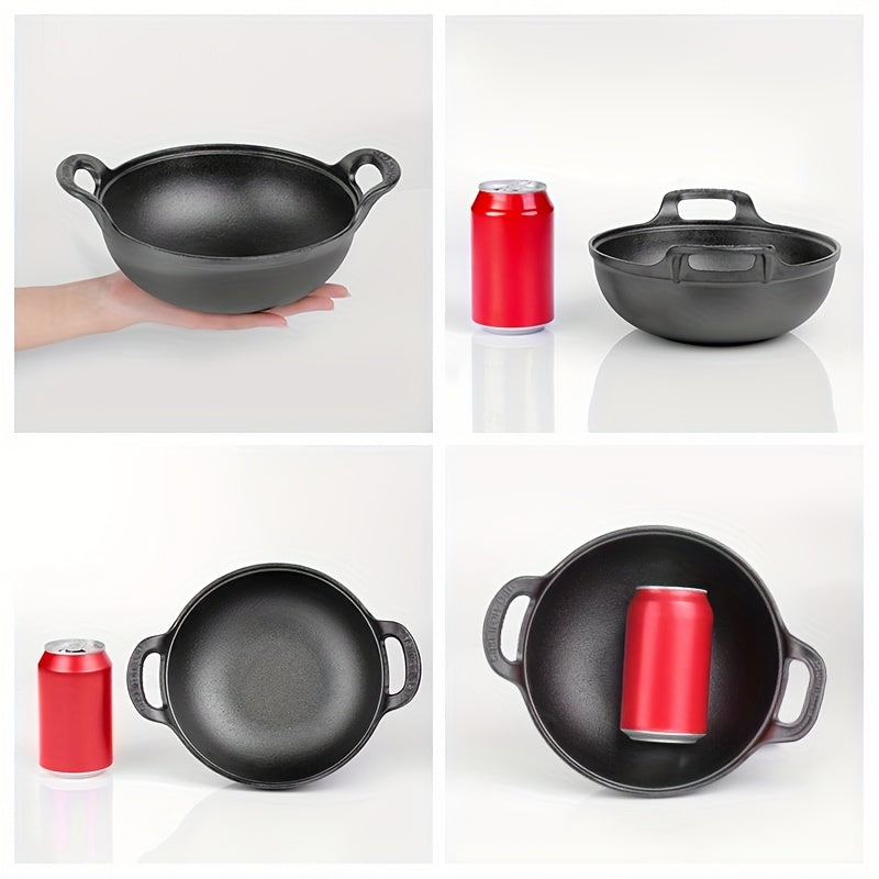 Мини-сковорода из чугуна с двойными ручками для гриля на открытом воздухе и кемпинга