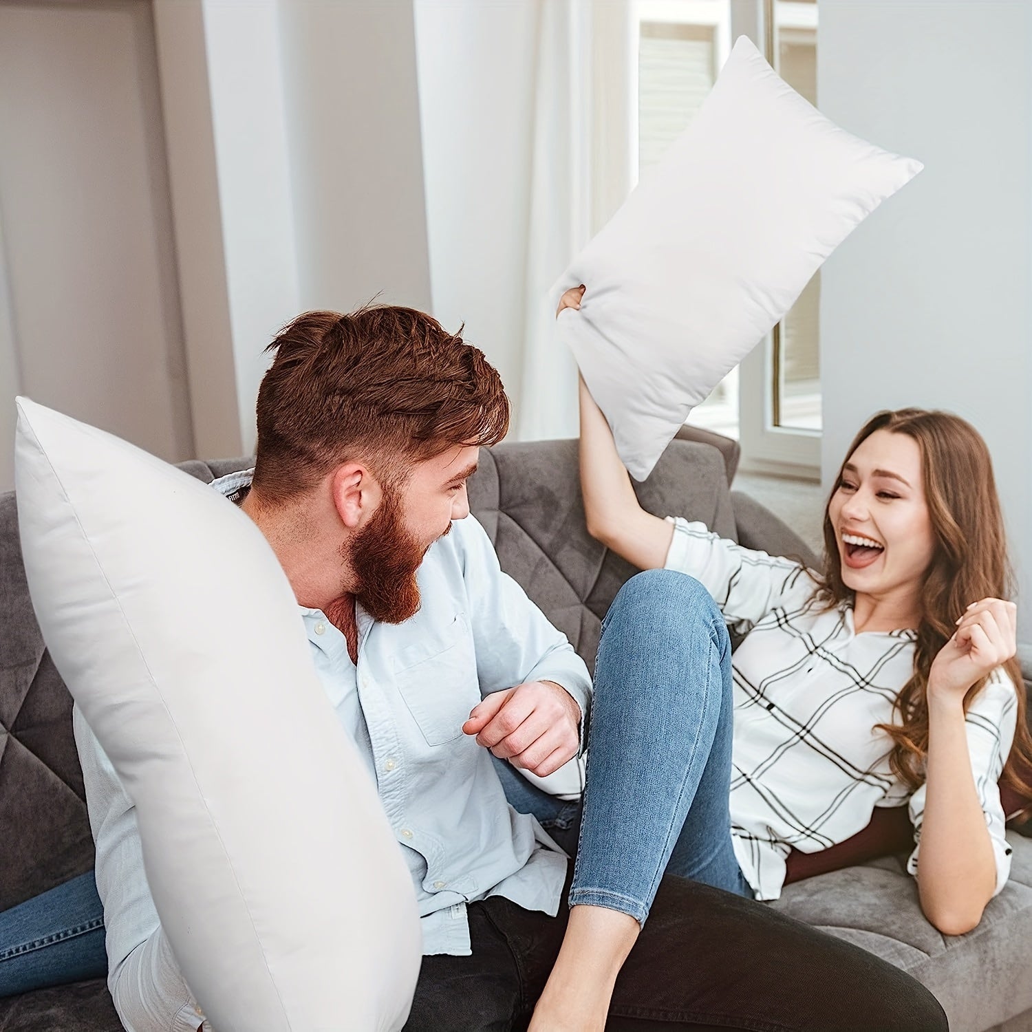 White Pillow Inserts for Christmas Decor, Soft, 16x16 Inches, Pack of 2