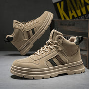 Women's Slip-On High-Top Work Boots All-Season Cushioned EVA Black Beige