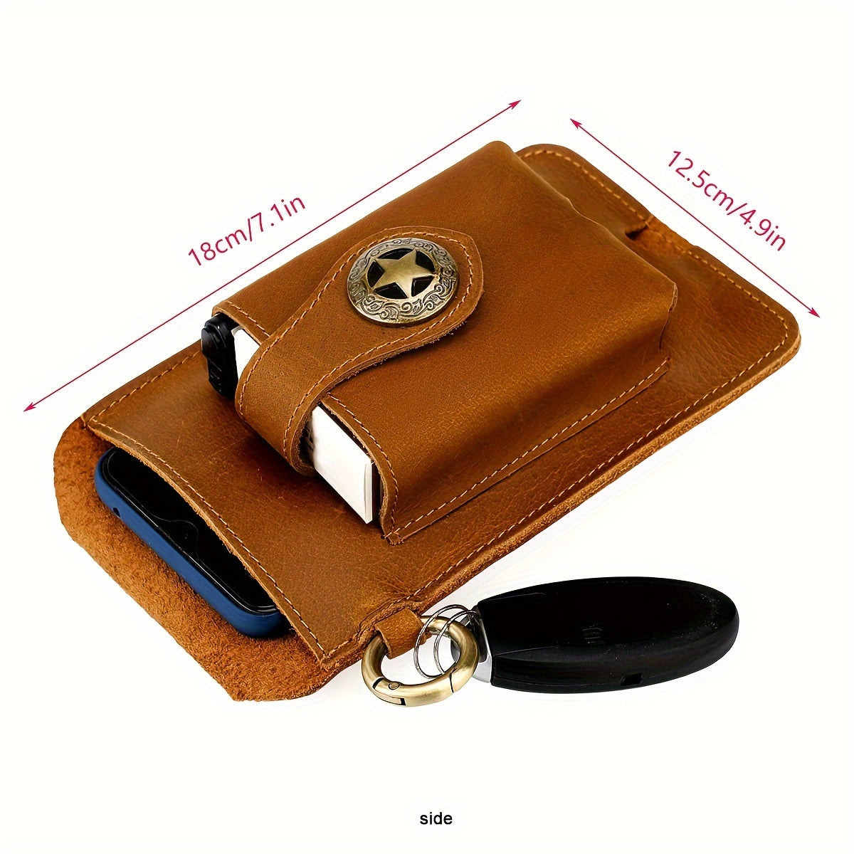Men's Vintage Cowhide Waist Bag for Outdoor Sports Mobile Phone Belt Pack