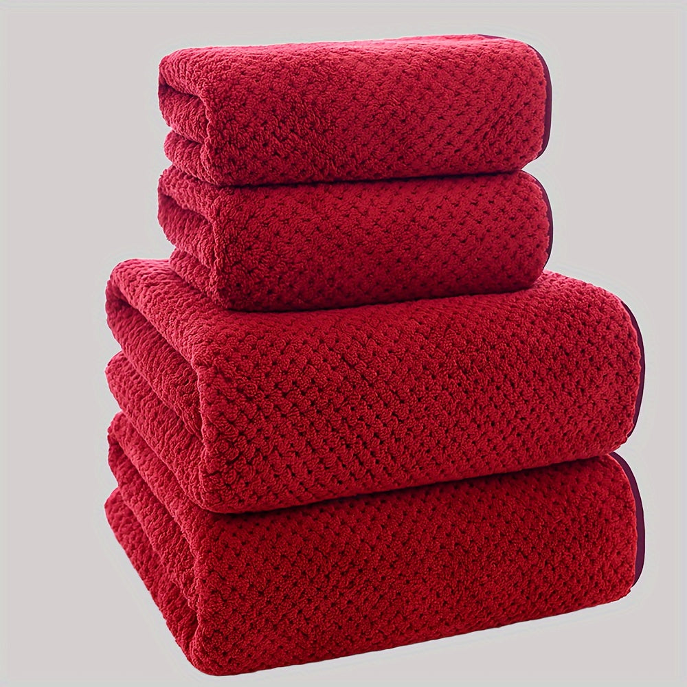 Luxury Mesh Bath Towel Set 2 Bath Towels 2 Hand Towels Quick-Dry Soft Polyester Nylon