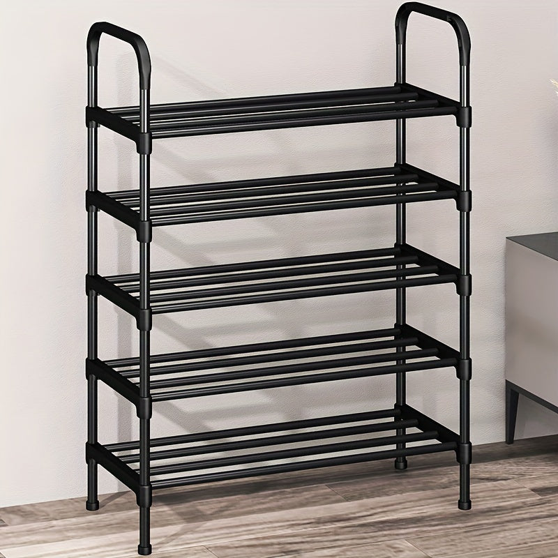 Large Black Multi-Layer Metal Shoe Rack for Entryway and Closet Storage