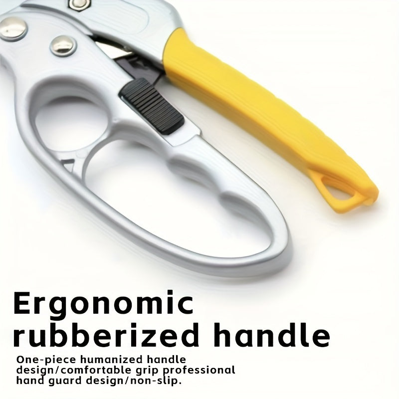 Ergonomic Pruning Shears with Teflon Coating and Carbon Steel Blades