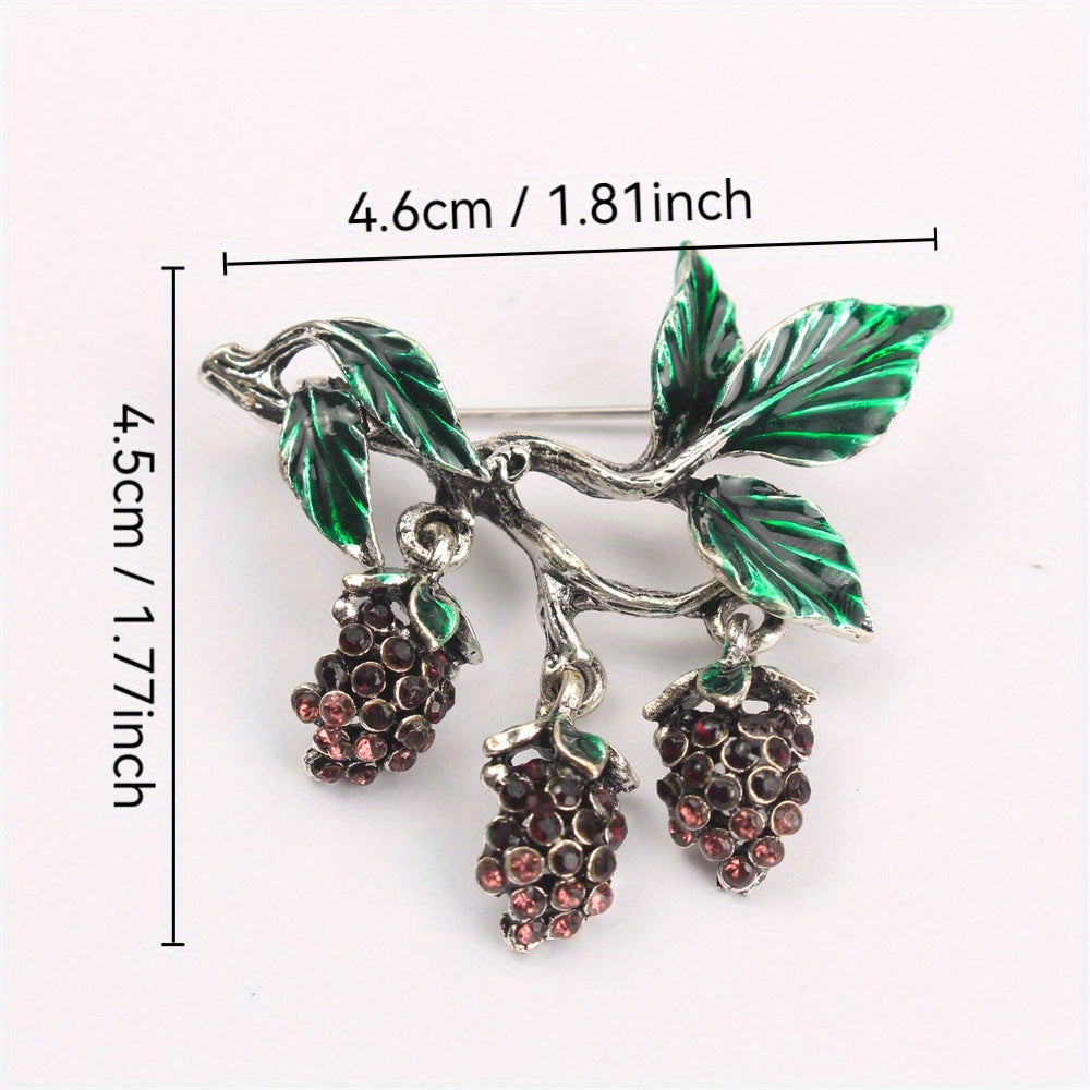 Mulberry mevali broshlar rhinestones bilan kiyinganlar uchun kiyinganlar uchun sumkalar, shlyapa, zargarlik buyumlari