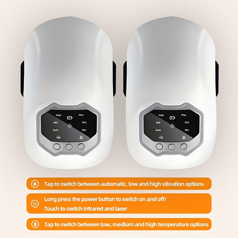 Heated Knee Shoulder Massager Set USB Rechargeable Vibration with LED Display