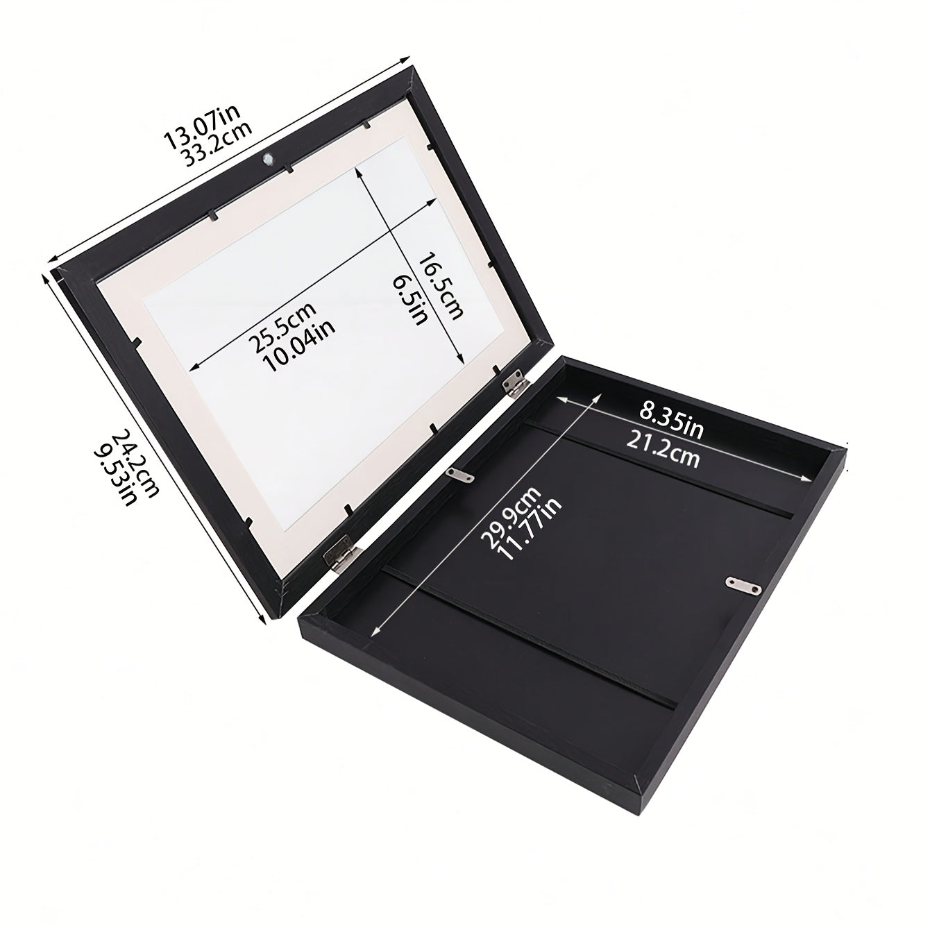 2 ta A4 yog'och devor ramkalar to'plami, oldinga ochiladigan rasmlar uchun, zamonaviy shaffof magnitli burilish dizayni