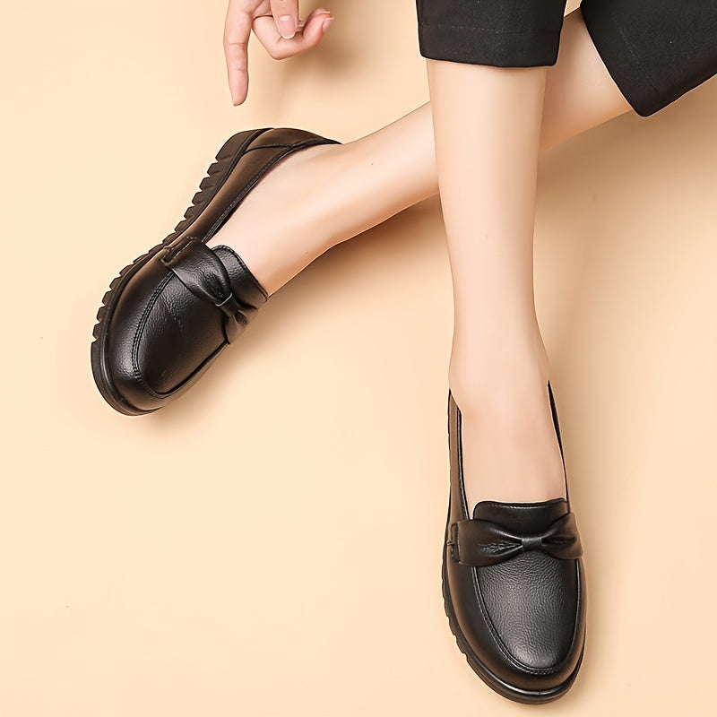 Ayollar uchun Mary Jane Loafers tekis, qattiq PU charm, barcha mavsum uchun