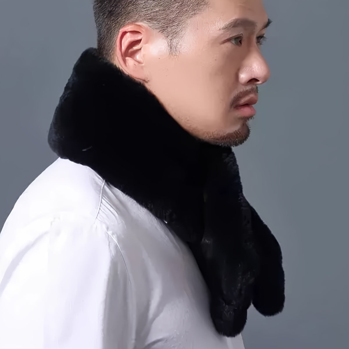 Men's Faux Rabbit Fur Scarf Cozy Soft Neck Warmer Solid Polyester