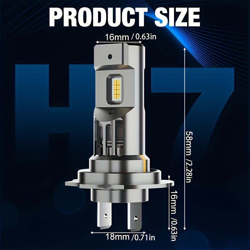 2-Pack LED Headlight Bulbs H7 30000LM Bright White Turbo Style Car Lights