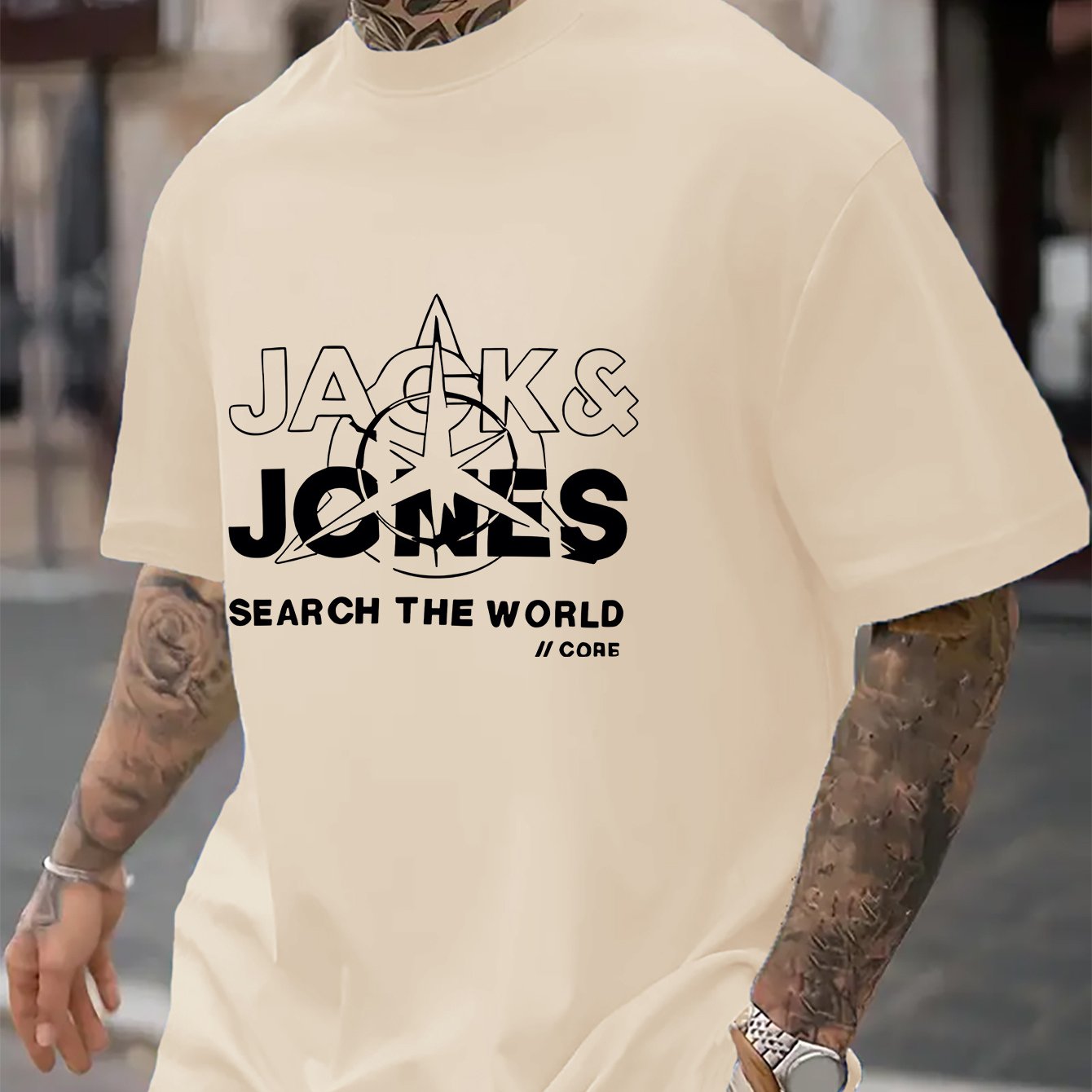 Men's Plus Size Casual Polyester T-Shirt with Graphic Print Short Sleeve Crew Neck