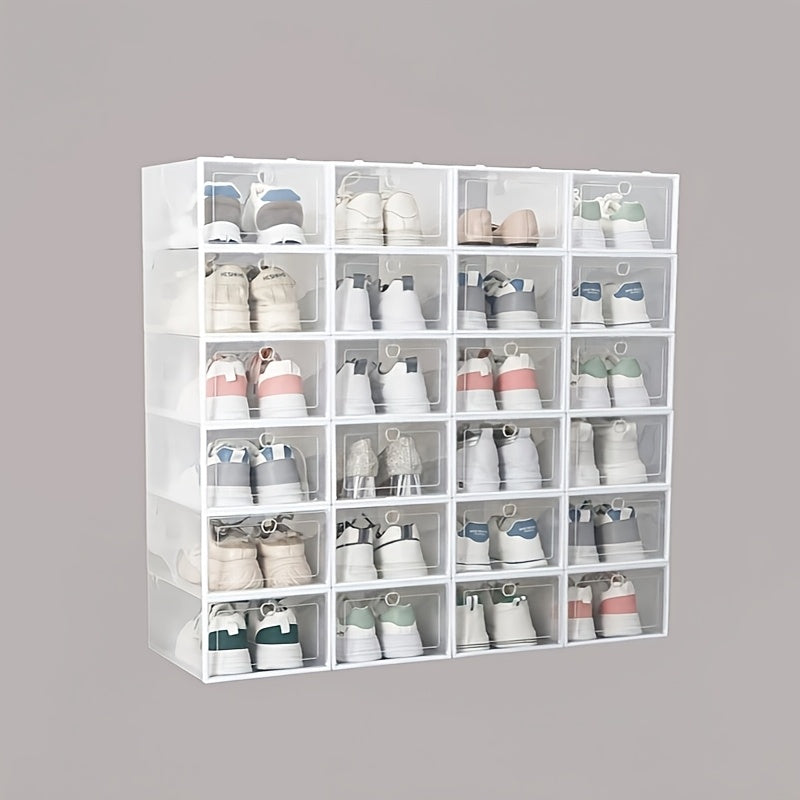 12 Pack Clear Plastic Shoe Storage Bins for Sneakers and Shoes Dustproof Moistureproof Space-Saving Organizer