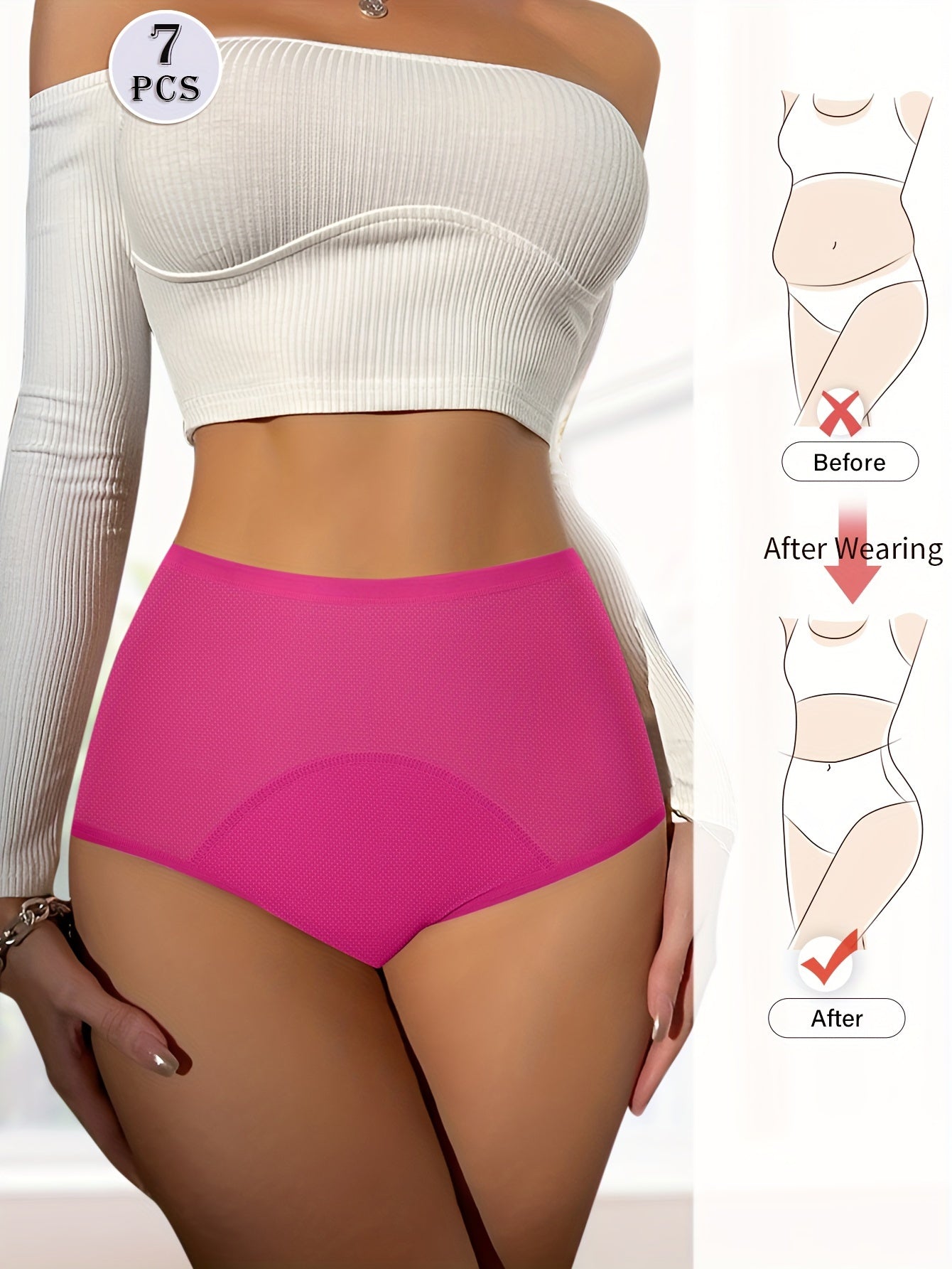 7 Pcs Seamless Anti-Leak Women's Period Panties Breathable Comfortable Lingerie