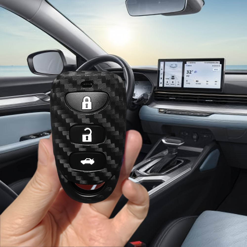 Silicone Car Remote Key Cover Carbon Fiber Style for Universal Vehicles