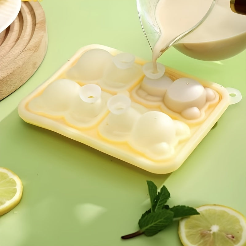 Silicone Bear Ice Cube Trays with Lid Flexible Pop Molds for Whiskey Cocktails and Food